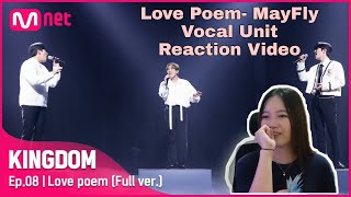 MAYFLY VOCAL UNIT LOVE POEM SEO EUNKWANG BTOB JONGHO ATEEZ SEUNGMIN STRAY KIDS Reaction Video [upl. by Eiduj]