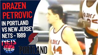 Drazen Petrovic IN PORTLAND VS New Jersey Nets  1989 [upl. by Bilac211]