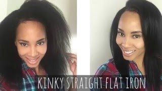 FLAT IRON KINKY STRAIGHT HAIR ITS A WIG [upl. by Anitsyrhc]