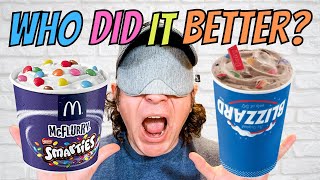 McDonalds McFlurry vs Dairy Queen Blizzard  Smarties Dessert Battle [upl. by Alisa]