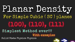 Planar Density for Simple Cubic planes Cubic Crystal system 100 110 111 planes [upl. by Sewellyn]