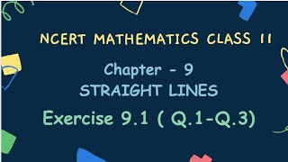 Class 11 Mathematics  9 Straight Line  Exercise 91 UNFOLDLEARNINGNCERT [upl. by Nazar]