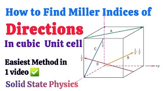 How to find Miller indices of directions in cubic unit cell Easiest method  Miller indices [upl. by Cyril401]