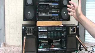 Sansui CP77W Compared CP7 Passive Radiator No Tweeters Cassette Stereo Boombox no sound mics off [upl. by Brodie]