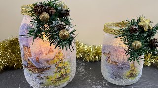 Tutorial luminoso con riciclo barattolo e con tovagliolo [upl. by Sarine871]