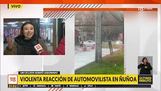 Atropelló a ciclistas y escapó por la vereda Captan violenta reacción de automovilista en Ñuñoa [upl. by Ainigriv]