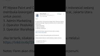 Lowongan Kerja PT Nippon Paint Indonesia infolokerbekasi updateinfoloker infolokerterbaru [upl. by Oliviero]