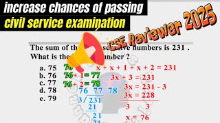 Civil Service Exam Reviewer 2025  Answer How to solve for the largest [upl. by Herzberg]