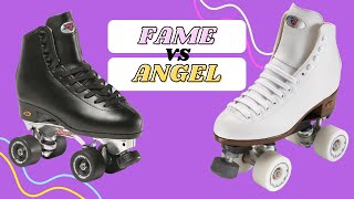 Riedell Angel vs Suregrip Fame roller skate comp NOT THE ANGEL BRAND SKATES Ive heard they stink [upl. by Nabois]