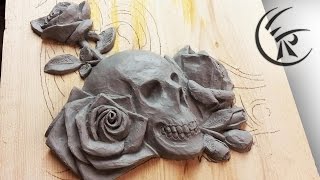 Sculpting quotskull with rosesquot ►► Timelapse [upl. by Locke]