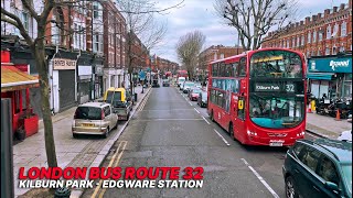 Ride the London Bus 32 in winter Journey through northwest London from Kilburn Park to Edgware 🚌 [upl. by Rairb]