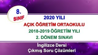 2020 Yılı AçıkÖğretim Ortaokulu 8Sınıf İngilizce Soru ve Çözümleri [upl. by Arodaeht]