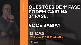 2 fase oab Trabalho  Questões de 1ª Fase que pode cair na 2ª Fase [upl. by Gorden]