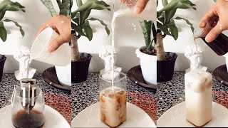 how to make iced latte at home without espresso machine  asmr home café quick and easy recipe [upl. by Delamare]