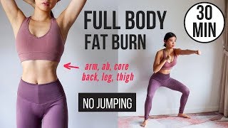 30 min Full Body Fat Burn HIIT NO JUMPING  Ab Core Arm Back Leg Thigh amp Cardio  Emi [upl. by Yeslah]