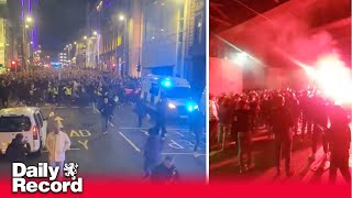 Ajax fans turn Glasgow red ahead of Rangers Champions League clash [upl. by Radloff]