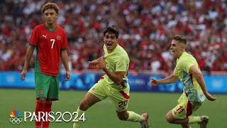 Spain score TWO secondhalf goals to beat Morocco make soccer final  Paris Olympics  NBC Sports [upl. by Osborne308]