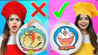 Pancake Art Challenge 🦄Who Draws it better 🎨 Doraemon  Unicorn  Pizza Pancakes 🥞 [upl. by Grubman]