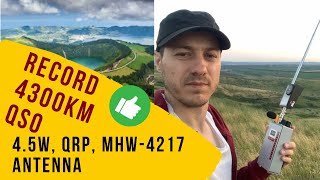 4300Km record QSO for me QRP 45W with MHW4217 Whip Antenna [upl. by Ilojne]