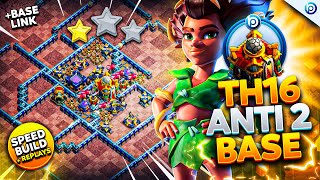 The ULTIMATE TH16 ANTI 2 STAR BASE with LINK 2024  Town Hall 16 Trophy Base ANALYSIS  PROOF Replay [upl. by Elletnahs]