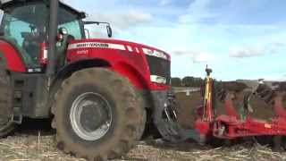 Ploughing in 2015 with a Massey Ferguson 8650 and 2 front furrow plow and 5 furrow Kverneland plow o [upl. by Vernen873]