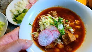 How to make The EASIEST Pozole Rojo  SLOW COOKER Pozole [upl. by Enimzzaj]