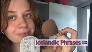 ASMR  Whispering Icelandic Phrases Clicky Whispers  Mic Brushing [upl. by Essilec]