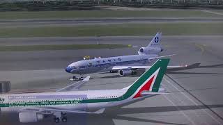 VARIG DC10 CLEARANCE AND PUSHBACK AR ROME FIUMI TO RIO AND SP AS RG731 RomaRioSP [upl. by Yenar319]