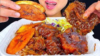 JAMAICAN OXTAIL FRIED PLANTAINS AND RICE  EATING SOUNDS  MUKBANG  ASMR Phan [upl. by Sheridan424]