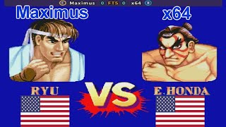 Street Fighter II Hyper Fighting  Maximus vs x64 FT5 [upl. by Wilkens]