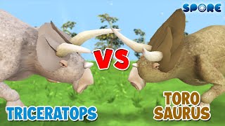 Triceratops vs Torosaurus  Triceratops Level Challenge S1E7  SPORE [upl. by Ainerbas243]