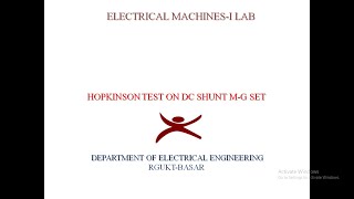 4 Hopkinsons test on dc shunt M G set [upl. by Greenman]