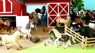 Fun Farm Diorama  Cattle Horse Barnyard Animal Figurines  Learn Animal Names [upl. by Sou]