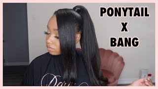 How To Sleek Ponytail With Bang  Extended Ponytail [upl. by Kylie]