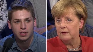 ARDWahlarena Frage an Merkel zur Pflege [upl. by Eislrahc]