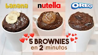 5 BROWNIES en MICROONDAS 🍫⭐  en 2 minutos [upl. by Thirion]