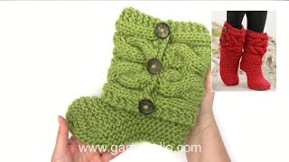 How to knit and assembly the slippers in DROPS 1504 [upl. by Ahsaei]