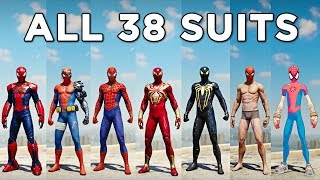 ALL 38 SpiderMan SUITS amp COSTUMES  Marvels SpiderMan PS4 [upl. by Ahseinar71]