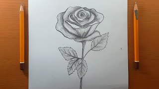 Come disegnare una rosa facile  Disegno a matita e ombreggiatura  Disegno a matita [upl. by Anillehs]