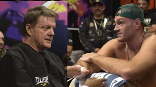 FOOTAGE OF WILDERS TRAINER WATCHING TYSON FURY IN DRESSING ROOM [upl. by Emixam]