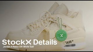 A Close Up Look at the Air Jordan 4 OffWhite Sail  Details  StockX [upl. by Selrahcnhoj]