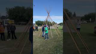 teepee construction🏕️👳‍♂️firstnation teepee construction [upl. by Jephthah]