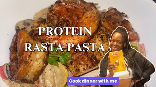 HIGH PROTEIN RASTA PASTA Making Jerk Pasta Cook an Easy Healthy Dinner with Me [upl. by Lancey30]