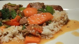 Rib Eye Steak amp Vegetable Stir Fry Texas style [upl. by Etnuaed87]