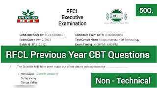 rfcl RFCL Previous Year CBT Questions paper  RFCL Previous year non technical Questions RFCLCBT [upl. by Marris]