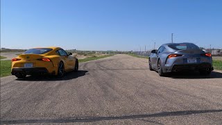 Drag Race Toyota Supra 20 vs 30 4 cylinder vs 6 cylinder [upl. by Lezned]