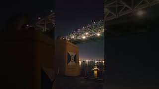 A bulk carrier passing under the VerrazzanoNarrows Bridge Newyork bridge seafarers usa bulk [upl. by Aneleve]