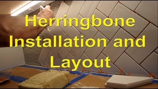 Diagonal Herringbone kitchen backsplash step by step layout and installation [upl. by Reece]