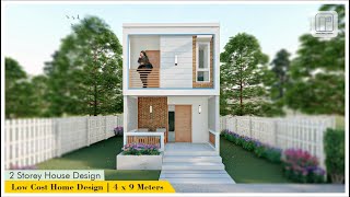 2 Storey Small House Design  Low Cost  4x9 meter with 2 Bedrooms [upl. by Enylrac597]