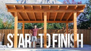 I Built a Massive Timber Frame Gazebo Covered Pergola DIY [upl. by Leynwad]